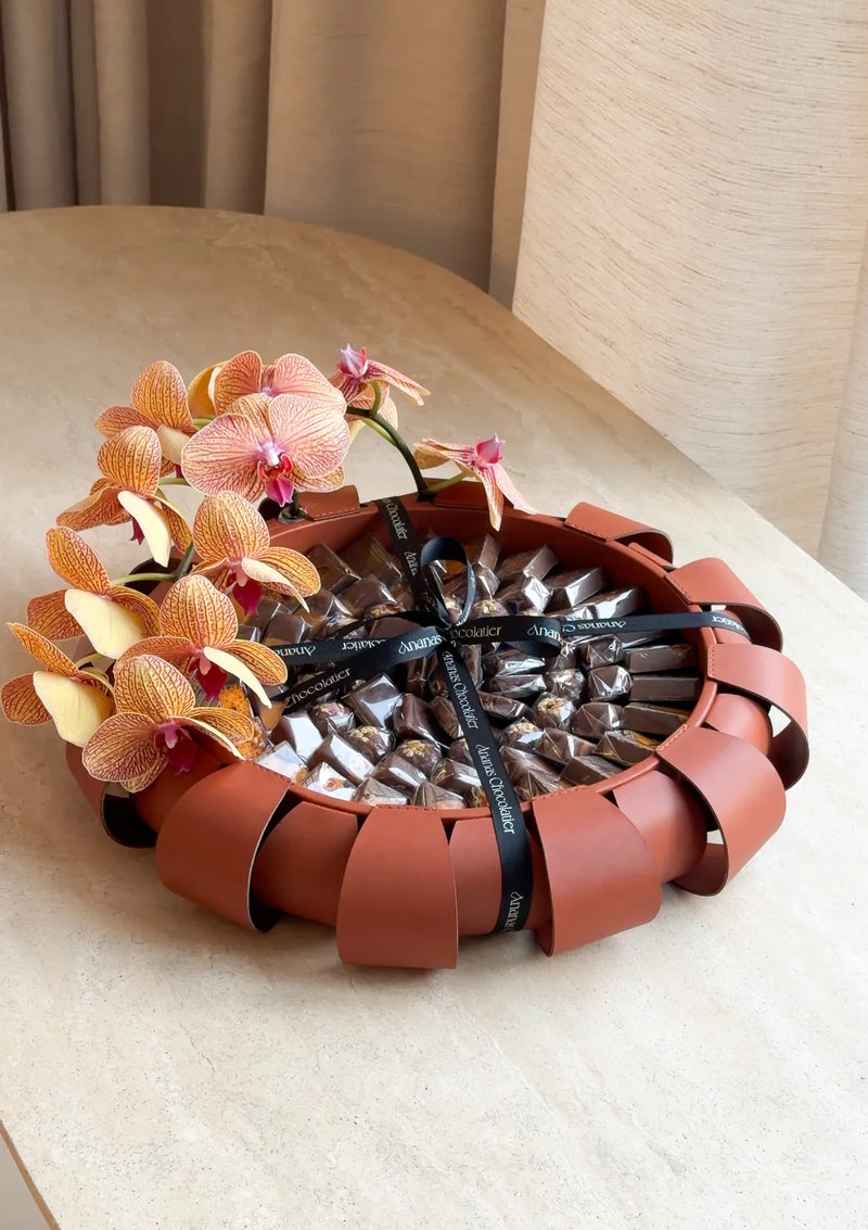 Amber Aura – Orchid & Chocolate Arrangement
